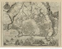 Les fortifications d’Héraklion en Crète. Gravure du siège de Candie par François Collignon en 1668. Cliquer pour agrandir l'image.
