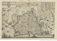 Les fortifications d’Héraklion en Crète. Gravure du siège de Candie par François Collignon en 1668. Cliquer pour agrandir l'image.