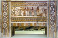 Le Musée archéologique d’Héraklion en Crète. Sarcophage du site d'Agia Triada (auteur ZDE). Cliquer pour agrandir l'image.