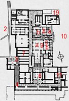 Le palais de Cnossos à Héraklion en Crète. Plan du piano nobile. Cliquer pour agrandir l'image.