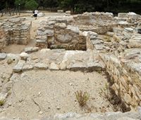 Le palais de Cnossos à Héraklion en Crète. L'accès du sud. Cliquer pour agrandir l'image.