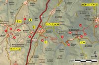 La ville d’Héraklion en Crète. Carte du sentier européen E4 - Sections 60 et 61 d'Ano Asites à Venerato puis Profitis Ilias. Cliquer pour agrandir l'image.
