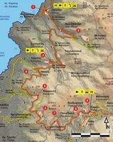 La ville de Kissamos en Crète. Carte du sentier européen E4 - Section 03 de Sfinari à Kefali. Cliquer pour agrandir l'image.