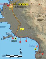 La ville de Kissamos en Crète. Carte du sentier européen E4 - Section 05 de Chrysoskalitissa à Agios Ioannis. Cliquer pour agrandir l'image.