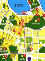 De Griekse-Romeins stad Kos - Plan van de antieke stad Kos. Klikken om het beeld te vergroten.