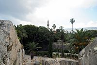 Η πόλη Κως, νησί Κως - η οθωμανική πόλη - ο μουσουλμανικός τέμενος του pacha Gâzi ο Hassan που φαίνεται από τον προμαχώνα Carretto. Κάντε κλικ για μεγέθυνση.