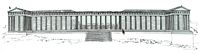 Reconstruction of the stoa of the acropolis of Lindos in Rhodes. Click to enlarge the image.