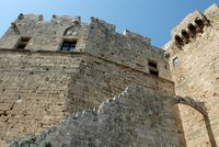 Battlements of the fortress of Lindos in Rhodes. Click to enlarge the image.