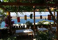 Restaurant in the city of Lindos in Rhodes. Click to enlarge the image.