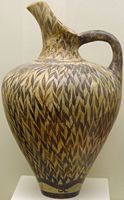 Le palais de Phaistos en Crète. Vase de type Kamarès à motif de roseau (auteur Olaf Tausch). Cliquer pour agrandir l'image.