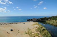 La ville de Pérama en Crète. La plage de Géropotamos près de Panormos. Cliquer pour agrandir l'image.