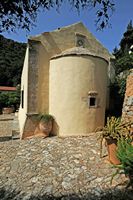 La ville de Pérama en Crète. L'abside de l'église du monastère de Vossakos. Cliquer pour agrandir l'image.