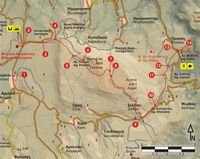 Le canton de Réthymnon en Crète. Carte du sentier européen E4 - Section 44 d'Armeni à Prasies. Cliquer pour agrandir l'image.