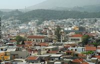 La vieille ville de Réthymnon en Crète. La place de l'Asie mineure vue depuis la forteresse. Cliquer pour agrandir l'image.