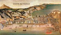 La vieille ville de Réthymnon en Crète. Peinture de la vieille ville de Réthymnon entre 1620 et 1640 1600 (auteur anonyme du 17e siècle). Cliquer pour agrandir l'image.