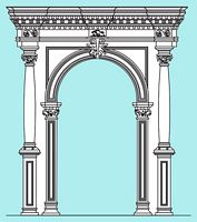 La vieille ville de Réthymnon en Crète. Dessin du portail de l'église Saint-François. Cliquer pour agrandir l'image.