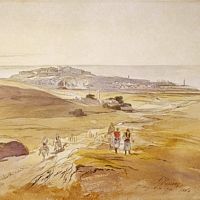 La ville de Réthymnon en Crète. Peinture de la mosquée du pacha Veli en 1864. Cliquer pour agrandir l'image.