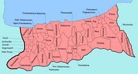 La ville de Réthymnon en Crète. Carte des communautés locales (auteur Fall185). Cliquer pour agrandir l'image.