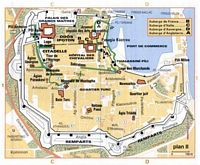 Carte des fortifications de Rhodes. Cliquer pour agrandir l'image.