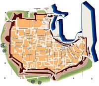 Η μεσαιωνική πόλη της Ρόδου - χάρτης της πόλης της Ρόδου grec. Κάντε κλικ για μεγέθυνση.