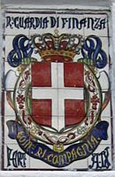 Old shield of Italian customs Rhodes. Click to enlarge the image.