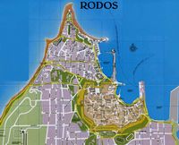 Karte von der Stadt Rhodos. Klicken, um das Bild zu vergrößern.