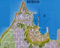 Mapa da cidade de Rodes. Clicar para ampliar a imagem.