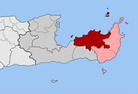 La ville de Sitia en Crète. Situation du canton de Sitia (auteur Pitichinaccio). Cliquer pour agrandir l'image.