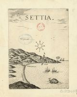 La ville de Sitia en Crète. Gravure de Settia par Marco Boschini en 1651. Cliquer pour agrandir l'image.