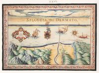 La ville de Viannos en Crète. La baie de Dermatos par Francesco Basilicata en 1618. Cliquer pour agrandir l'image.
