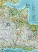 La ville de Vryssès en Crète. Carte des randonnées du dème de l'Apokoronas. Cliquer pour agrandir l'image.