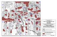 La ville de Vryssès en Crète. Croquis des fresques du mur du sud de l'église de la Dormition à Alikampos (auteur 28e Éphorie des Antiquités byzantines). Cliquer pour agrandir l'image.
