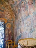 La ville de Vryssès en Crète. Fresque de saint Mamas de l'église de la Dormition à Alikampos. Cliquer pour agrandir l'image.