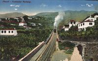 Le village de Monte à Madère. Carte postale chemin de fer. Cliquer pour agrandir l'image.