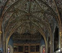 La cathédrale de Funchal à Madère. Plafond du chœur de la cathédrale. Cliquer pour agrandir l'image.