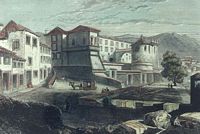 La forteresse Saint-Laurent de Funchal à Madère. La forteresse Saint-Laurent peinte en 1865. Cliquer pour agrandir l'image.