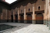 La médersa Ben Youssef à Marrakech au Maroc. Patio. Cliquer pour agrandir l'image.