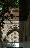 Le palais de la Bahia à Marrakech au Maroc. Patio du petit riad du palais de la Bahia. Cliquer pour agrandir l'image.