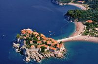 Kleine Insel Sveti Stephan. Klicken, um das Bild zu vergrößern.