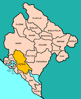 La ville de Cetinje au Monténégro. Situation de la commune (auteur Panonian). Cliquer pour agrandir l'image.