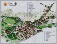 La ville de Cetinje au Monténégro. Plan de la ville (auteur Ministère de la Culture du Monténégro). Cliquer pour agrandir l'image.