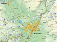 La ville de Podgorica au Monténégro. Carte de la route des vins. Cliquer pour agrandir l'image.